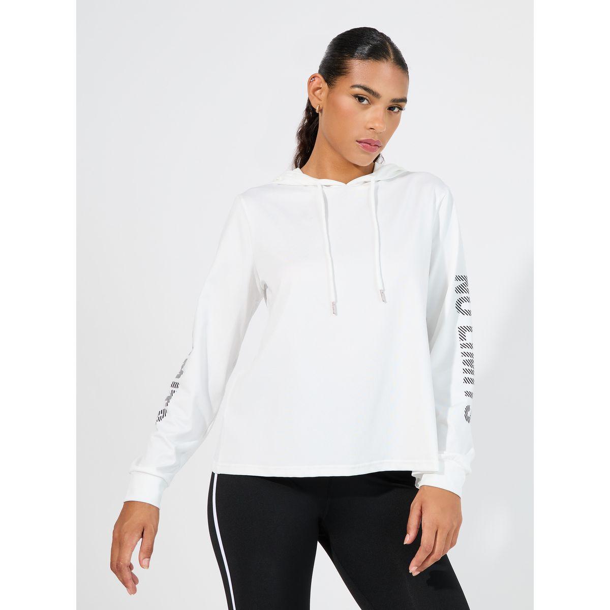 Styli Active Arm Faded Text Effect Detail Deep Hem Back Hooded Top & Leggings Set-women-clothing-sportswearandactivewear-trackpantsandtracksuits-image-2