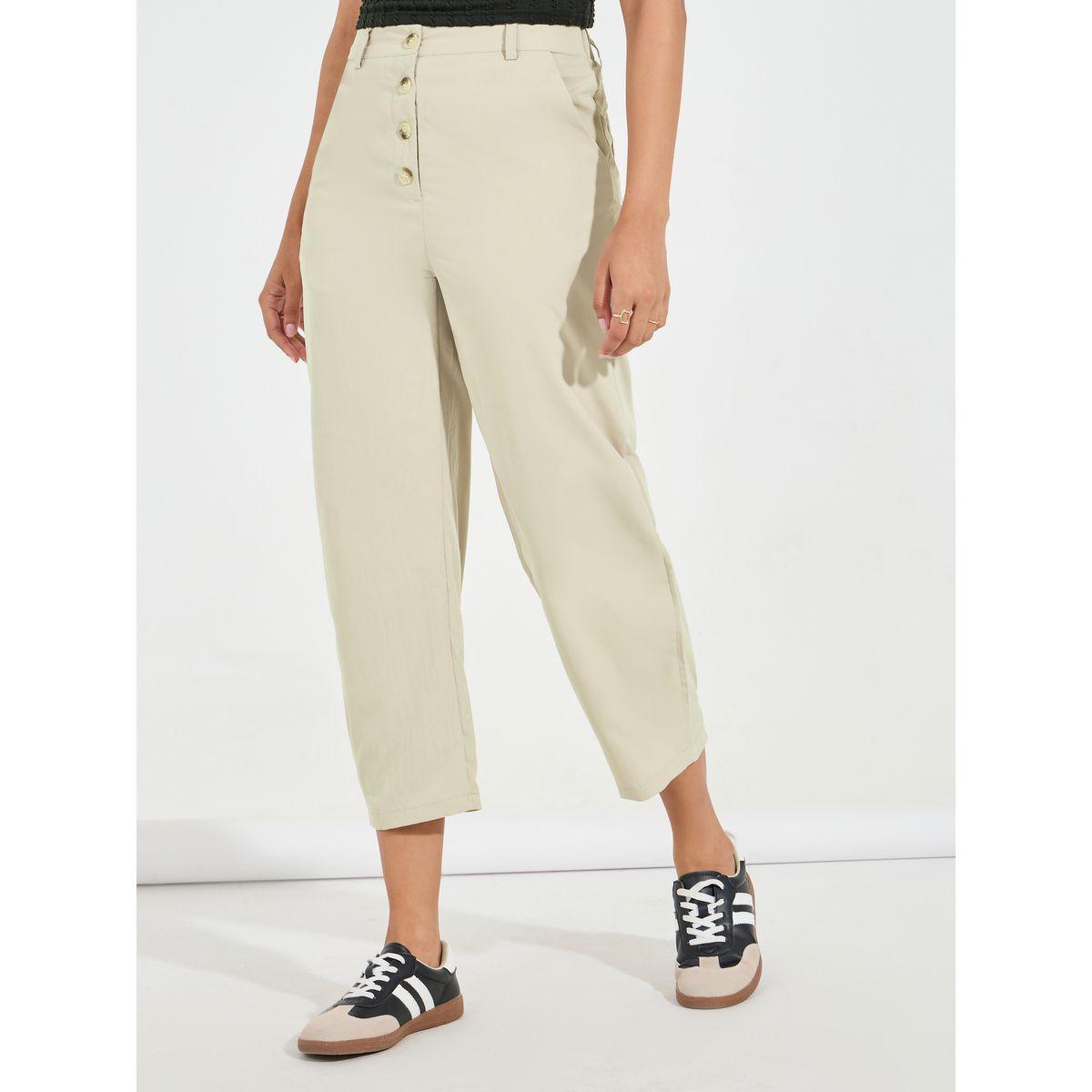 Styli Elastic Back Tapered Pants with Buttons-women-clothing-bottoms-trousers-image-2