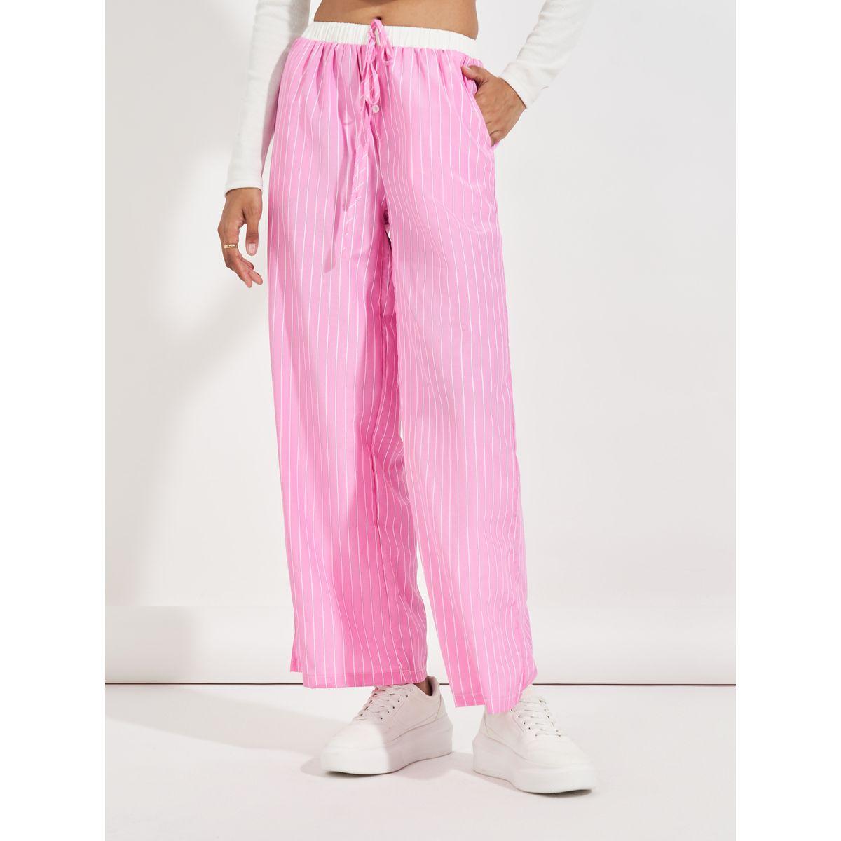 بنطال مخطط بقصة مريحة مع أربطة-women-clothing-bottoms-trousers-image-2