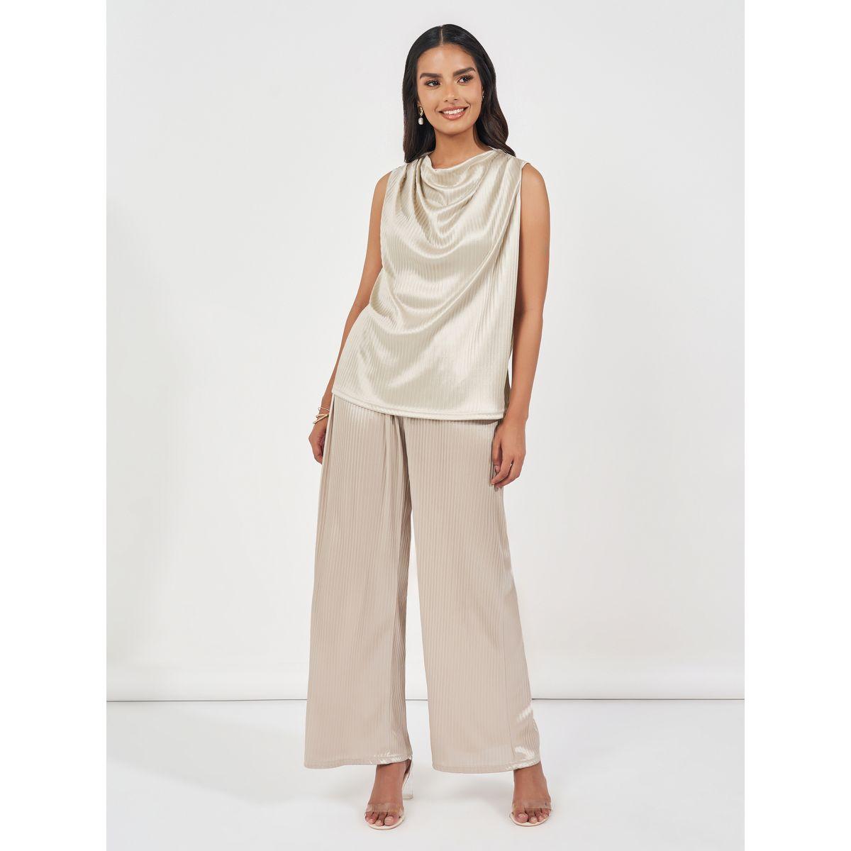 بلوزة مضلعة بلا أكمام مع ياقة منسدلة-women-clothing-shirtsandblouses-blouses-image-2