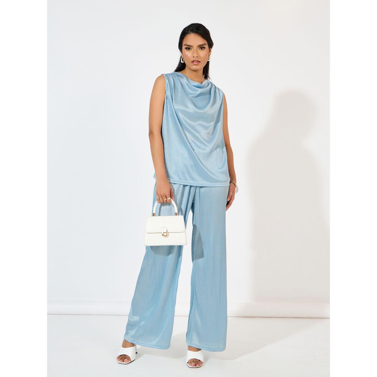 Styli Sleeveless Pleated Top with Cowl Neck-women-clothing-shirtsandblouses-blouses-image-2