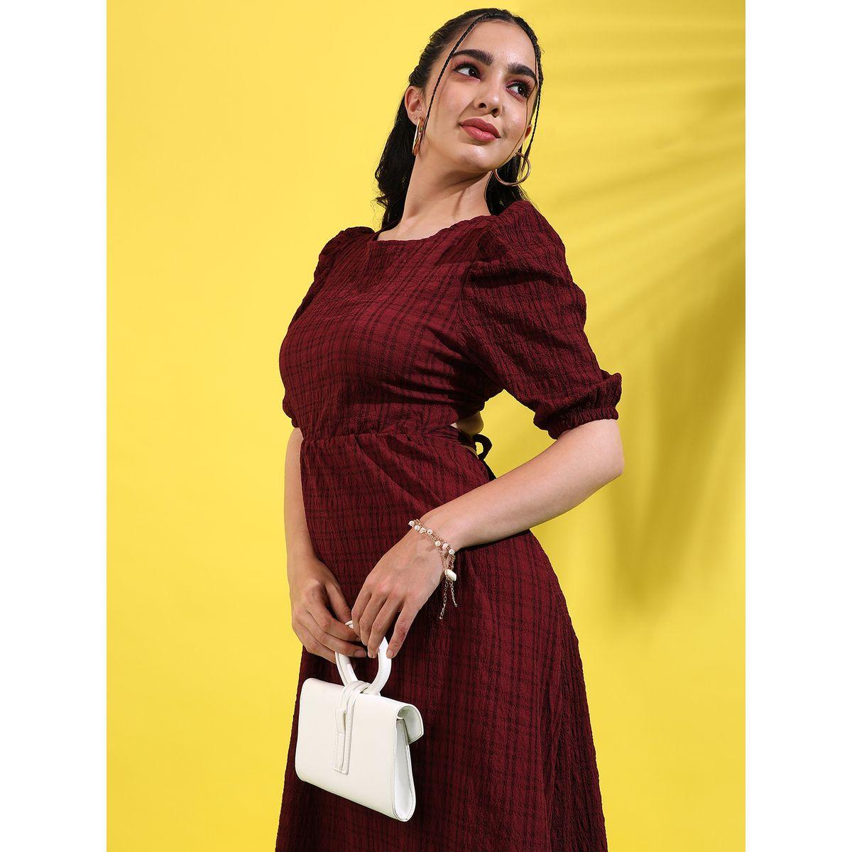 فستان ميدي مزين بفتحات مع اربطة كامبوس سوترا × ستايلي-women-clothing-dresses-image-1