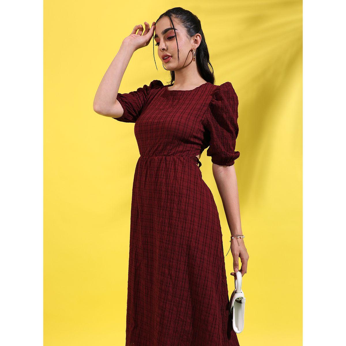 فستان ميدي مزين بفتحات مع اربطة كامبوس سوترا × ستايلي-women-clothing-dresses-image-2
