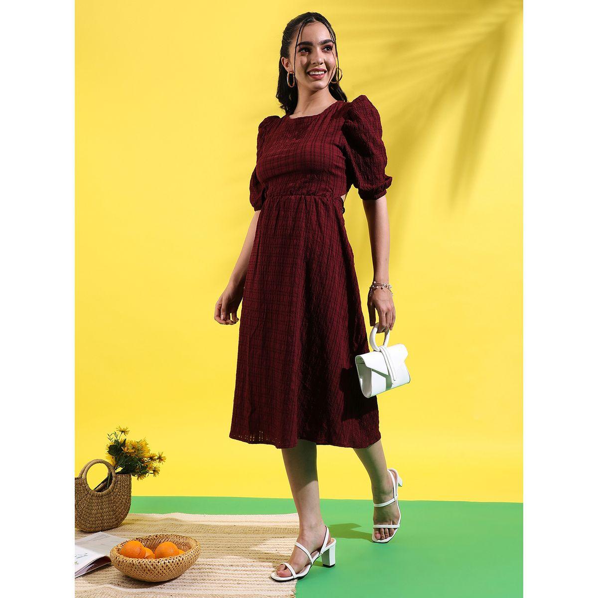 فستان ميدي مزين بفتحات مع اربطة كامبوس سوترا × ستايلي-women-clothing-dresses-image-6