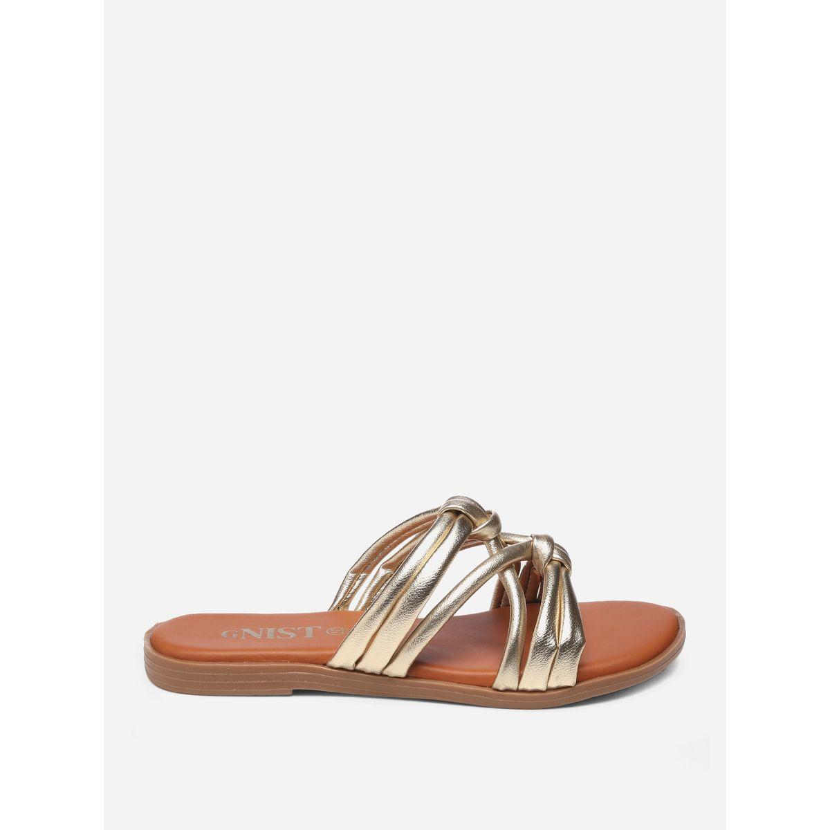 GNIST X Styli  Solid Knot Strap Flat Sandals-women-shoes-sandals-flats-image-5