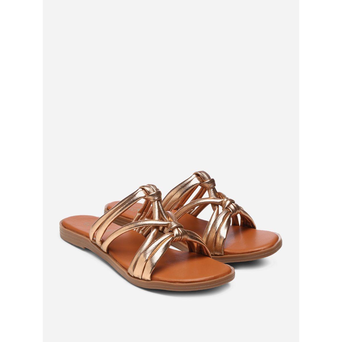 GNIST X Styli  Solid Knot Strap Flat Sandals-women-shoes-sandals-flats-image-2