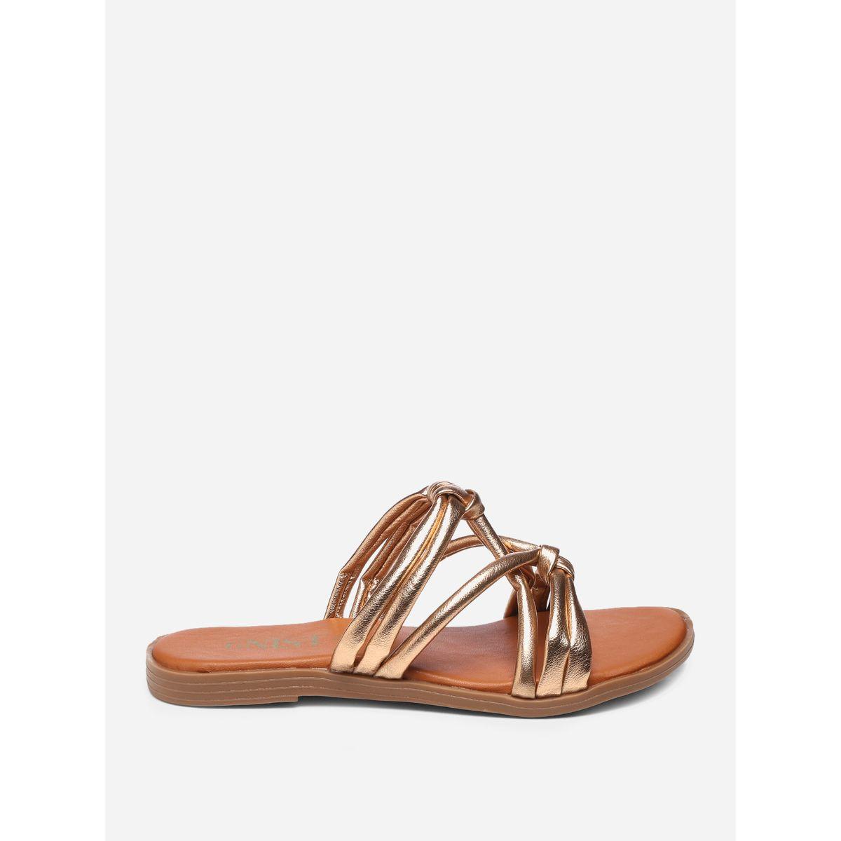 GNIST X Styli  Solid Knot Strap Flat Sandals-women-shoes-sandals-flats-image-5