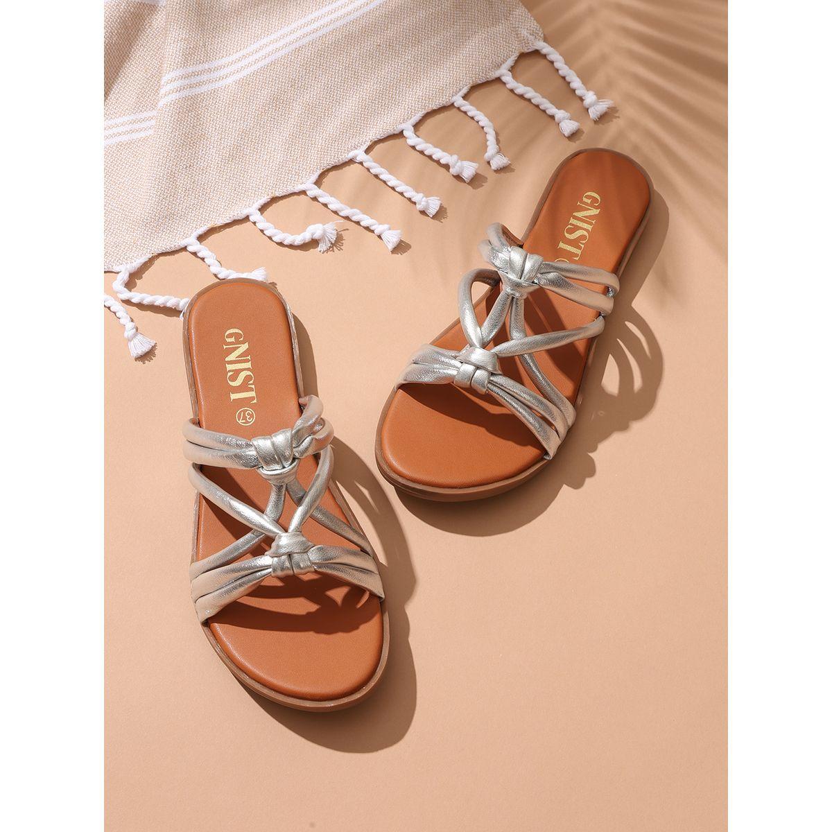 GNIST X Styli  Solid Knot Strap Flat Sandals-women-shoes-sandals-flats-image-1