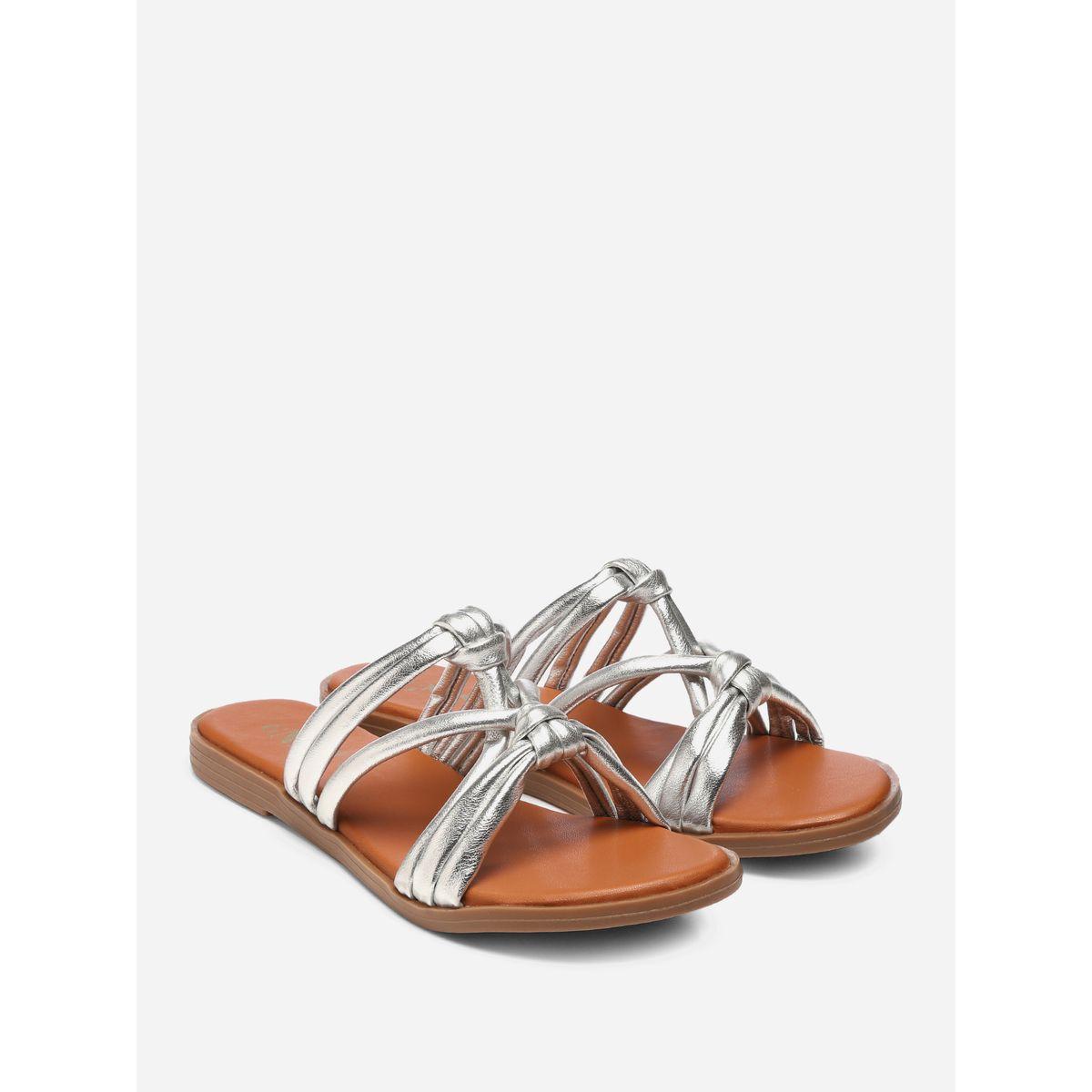 GNIST X Styli  Solid Knot Strap Flat Sandals-women-shoes-sandals-flats-image-2