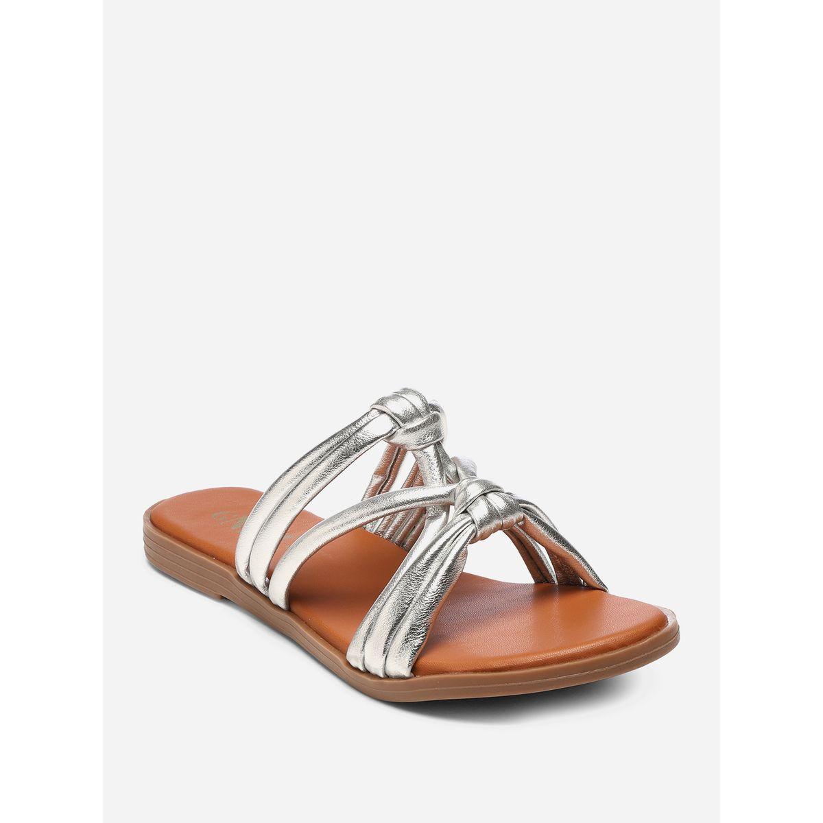 GNIST X Styli  Solid Knot Strap Flat Sandals-women-shoes-sandals-flats-image-3