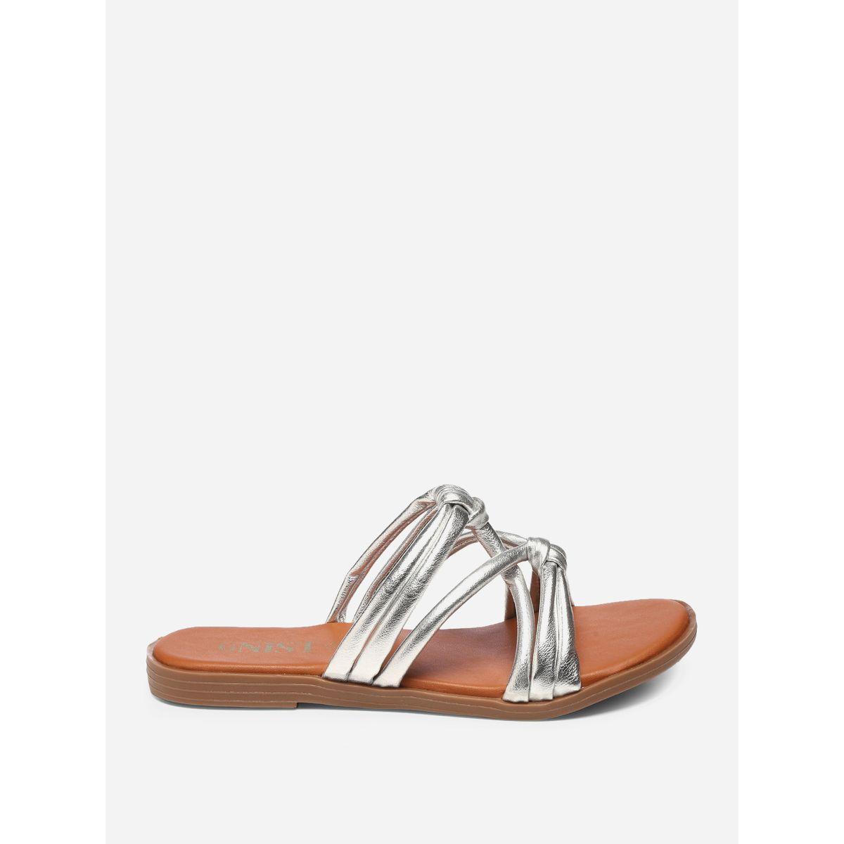 GNIST X Styli  Solid Knot Strap Flat Sandals-women-shoes-sandals-flats-image-5