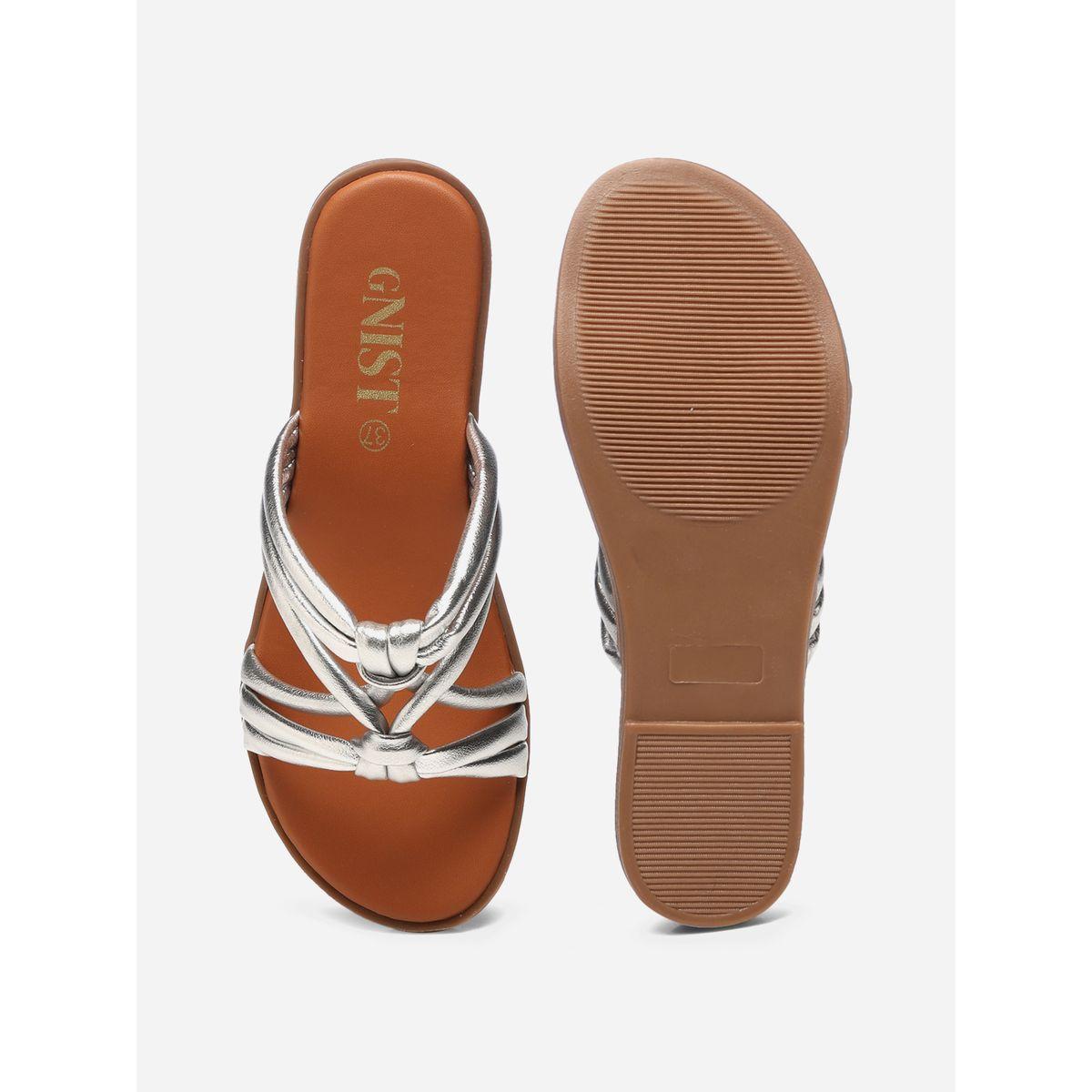 GNIST X Styli  Solid Knot Strap Flat Sandals-women-shoes-sandals-flats-image-7