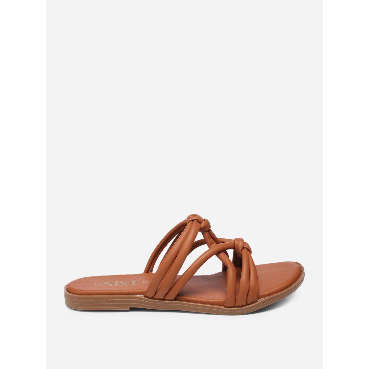 GNIST X Styli  Solid Knot Strap Flat Sandals-women-shoes-sandals-flats-image-5