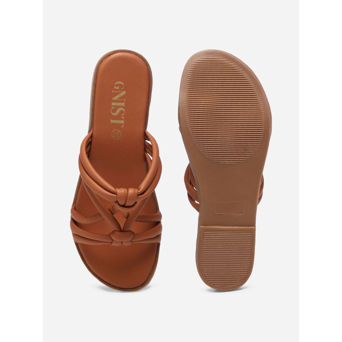 GNIST X Styli  Solid Knot Strap Flat Sandals-women-shoes-sandals-flats-image-7