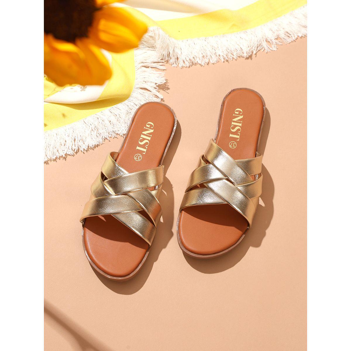 GNIST X Styli  Metallic Strap Flat Sandals-women-shoes-sandals-flats-image-1