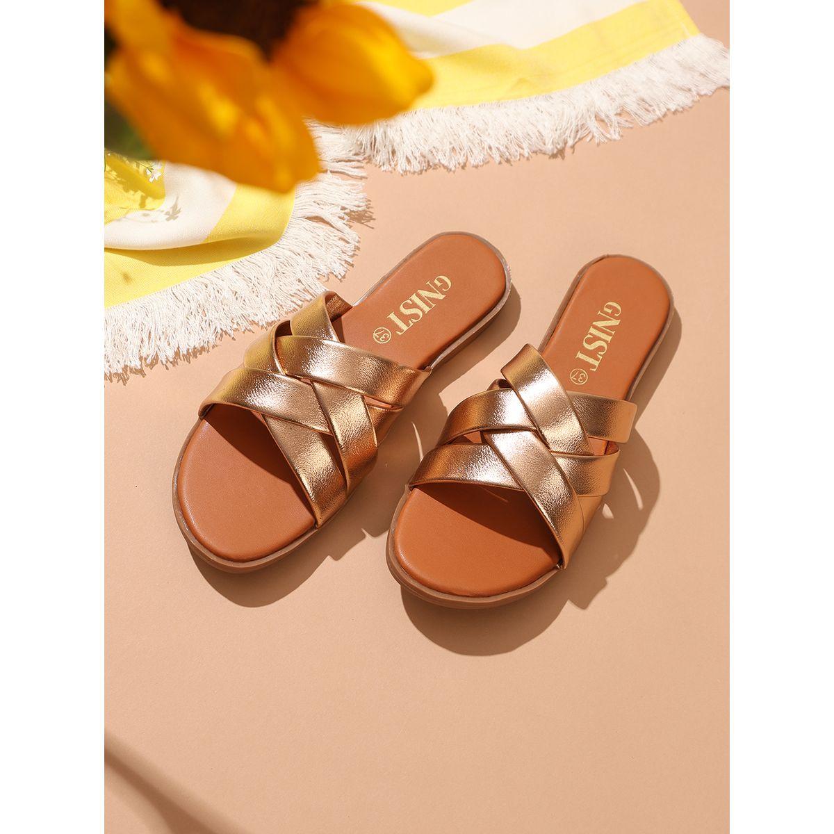 GNIST X Styli  Metallic Strap Flat Sandals-women-shoes-sandals-flats-image-1