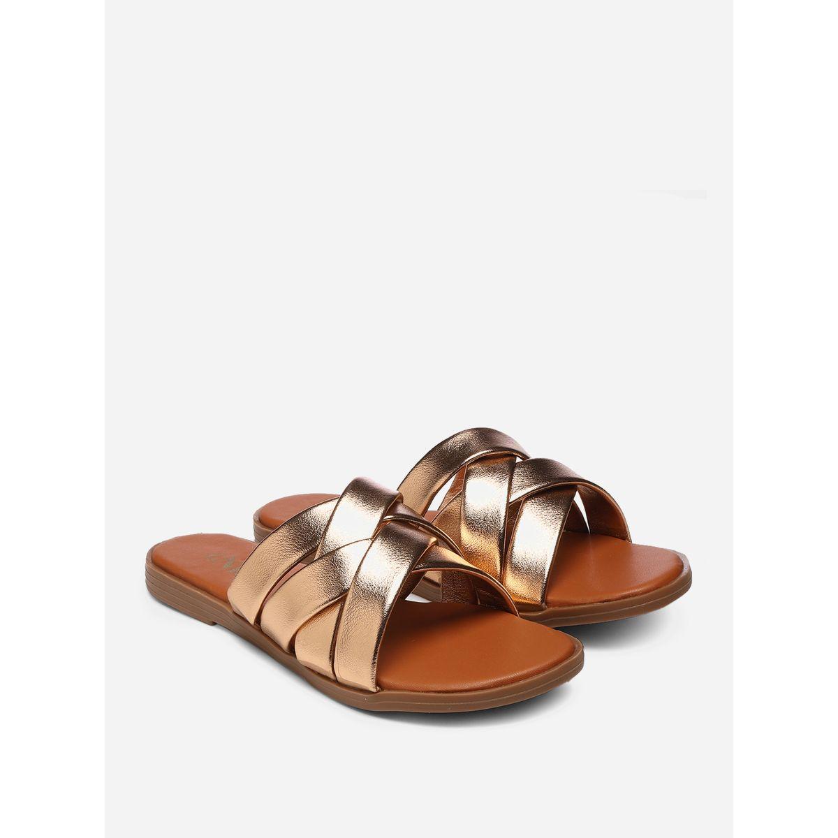 GNIST X Styli  Metallic Strap Flat Sandals-women-shoes-sandals-flats-image-2