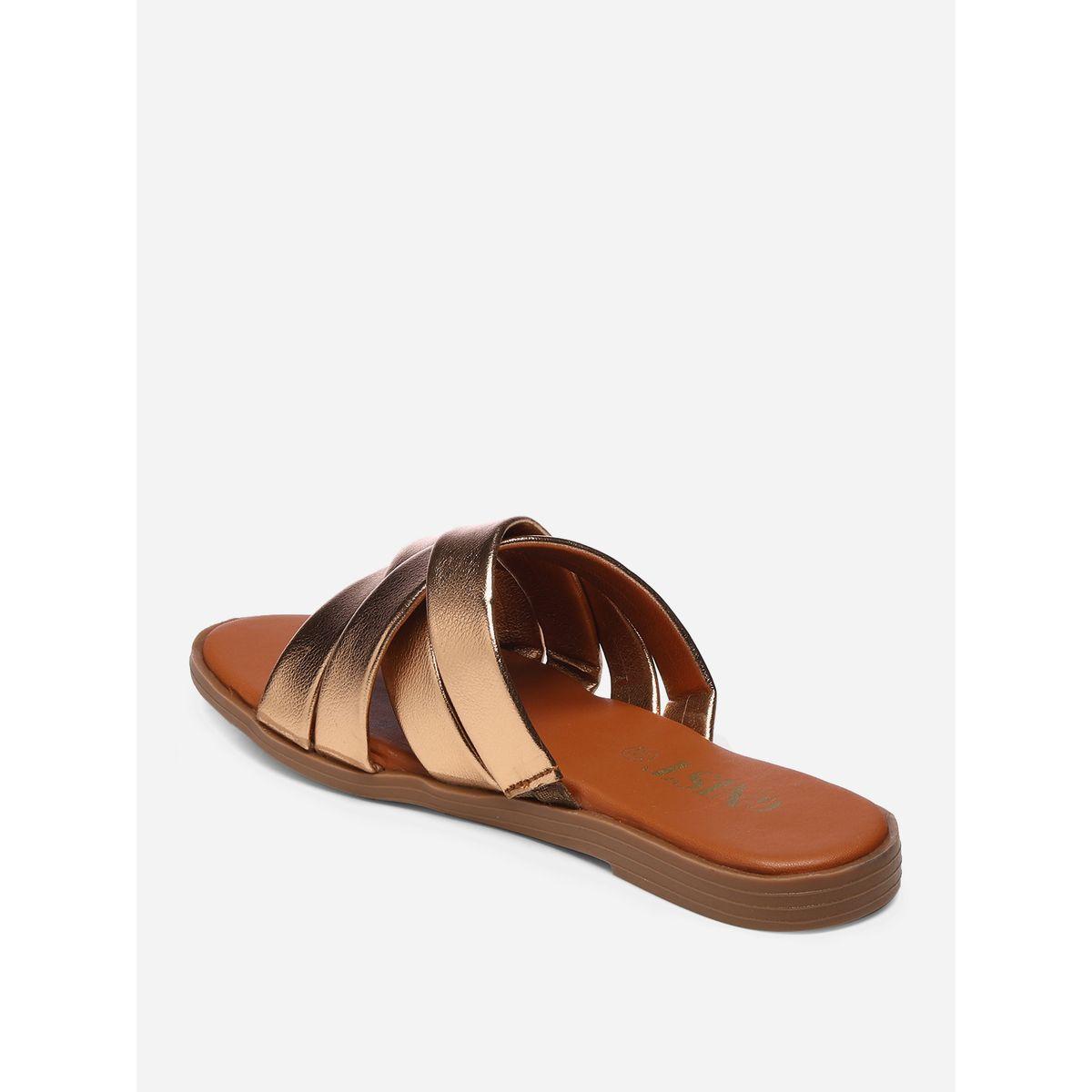 GNIST X Styli  Metallic Strap Flat Sandals-women-shoes-sandals-flats-image-6
