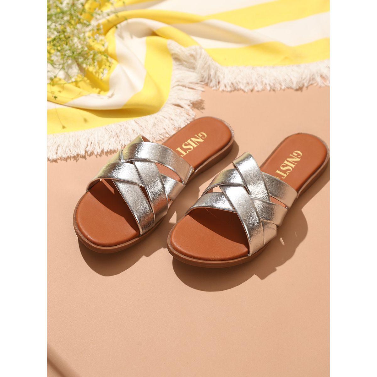 GNIST X Styli  Metallic Strap Flat Sandals-women-shoes-sandals-flats-image-1