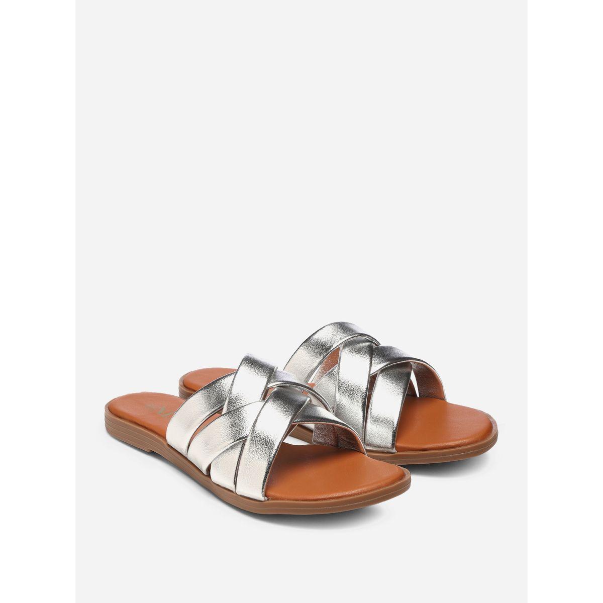 GNIST X Styli  Metallic Strap Flat Sandals-women-shoes-sandals-flats-image-2