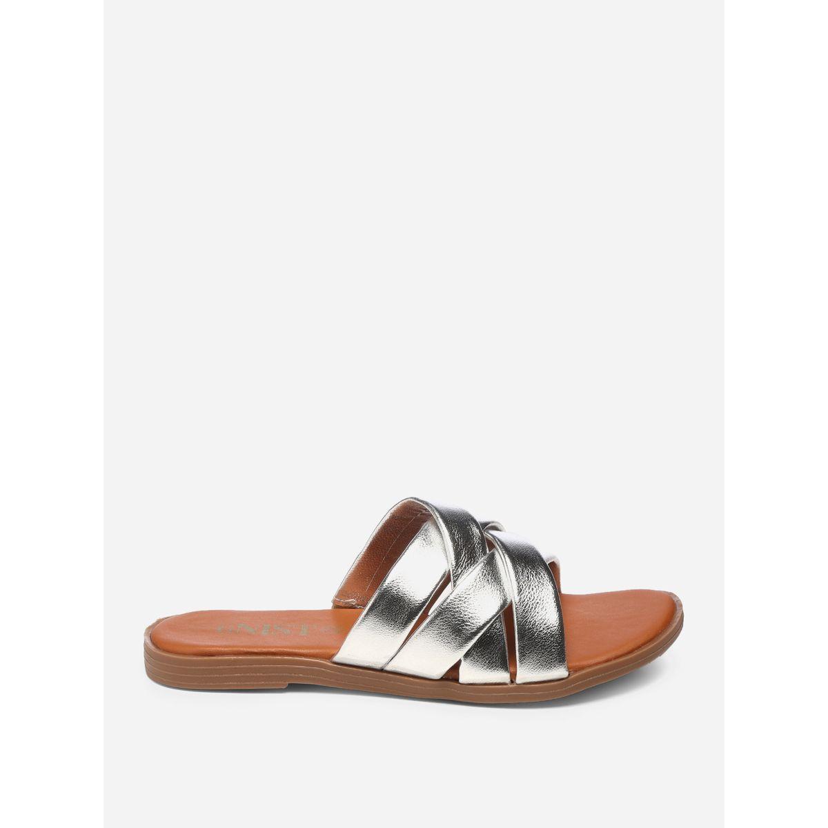 GNIST X Styli  Metallic Strap Flat Sandals-women-shoes-sandals-flats-image-5