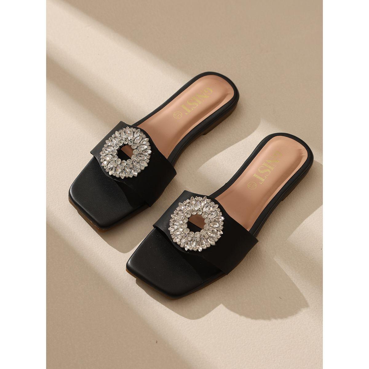 GNIST X Styli  Embellished Strap Flat Sandals-women-shoes-sandals-flats-image-1