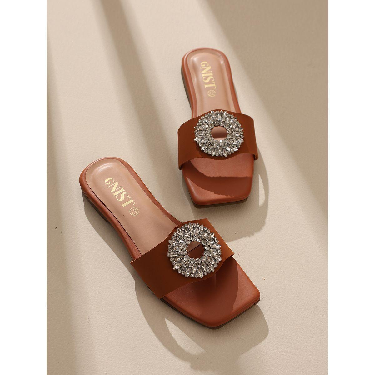 GNIST X Styli  Embellished Strap Flat Sandals-women-shoes-sandals-flats-image-1