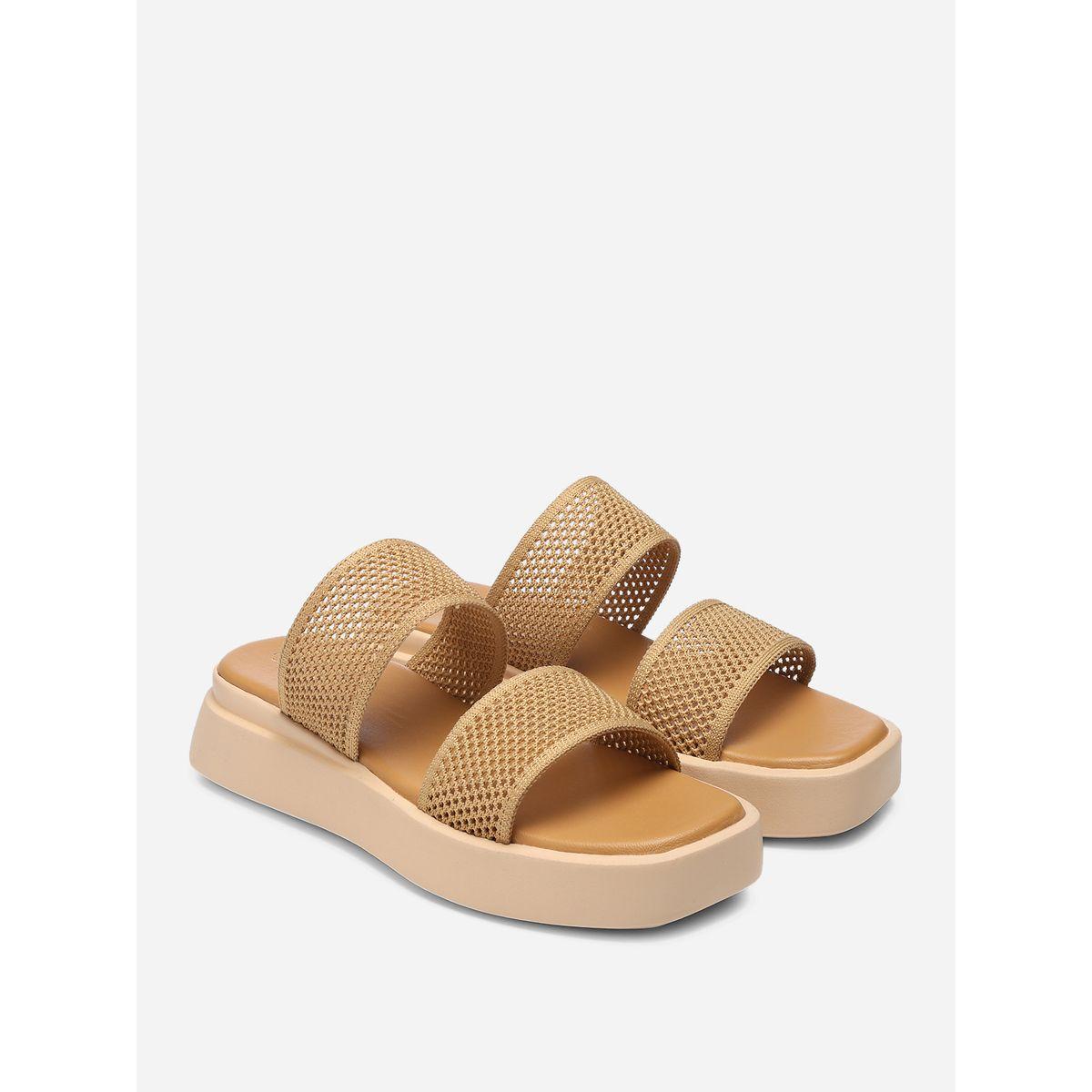 GNIST X Styli  Textured Double Strap Flatform Sandals-women-shoes-sandals-flats-image-2
