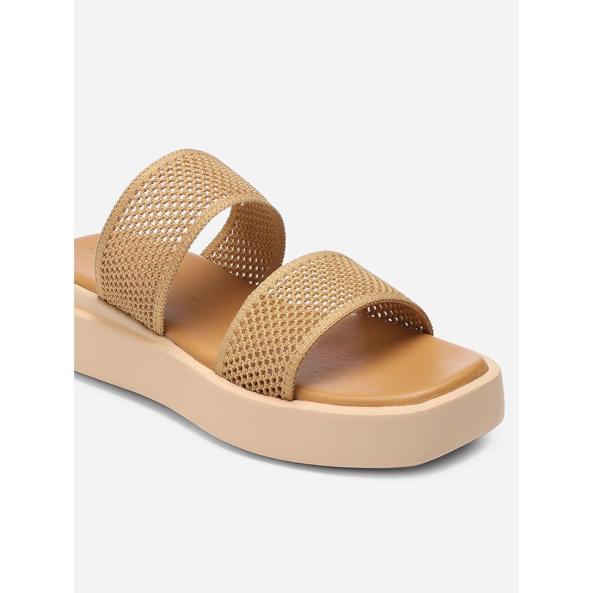 GNIST X Styli  Textured Double Strap Flatform Sandals-women-shoes-sandals-flats-image-4