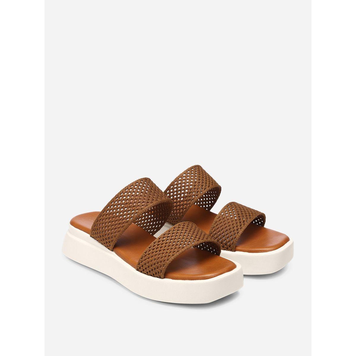 GNIST X Styli  Textured Double Strap Flatform Sandals-women-shoes-sandals-flats-image-2
