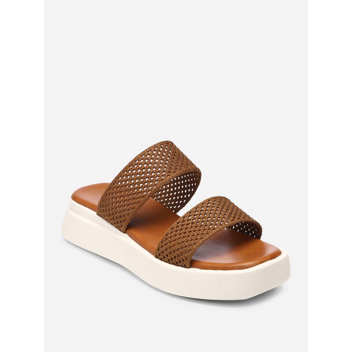 GNIST X Styli  Textured Double Strap Flatform Sandals-women-shoes-sandals-flats-image-3