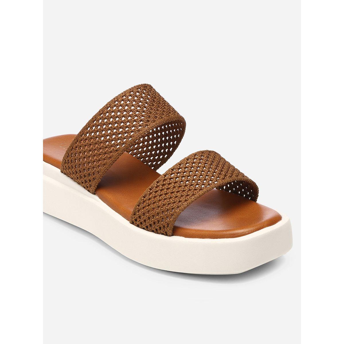 GNIST X Styli  Textured Double Strap Flatform Sandals-women-shoes-sandals-flats-image-4