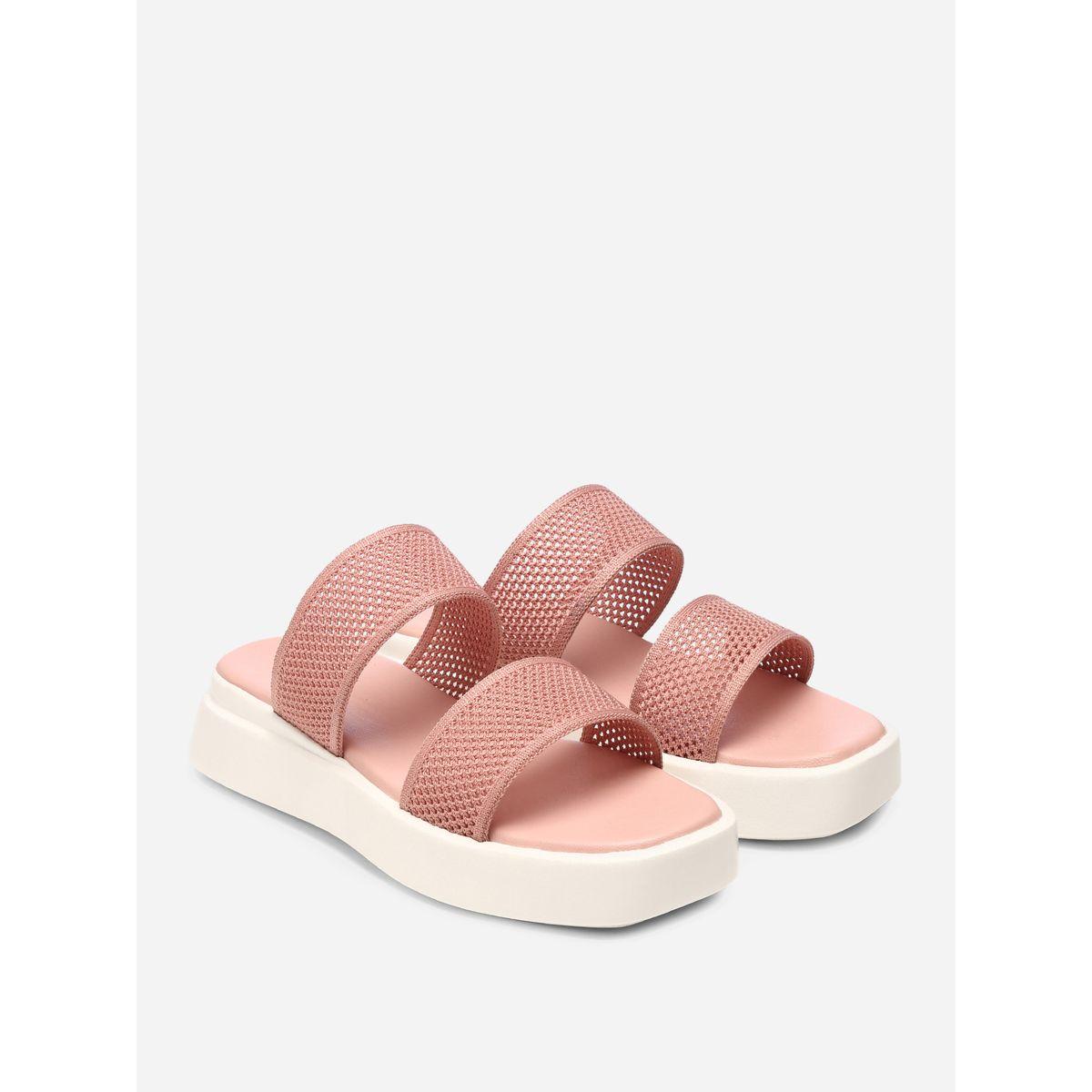 GNIST X Styli  Textured Double Strap Flatform Sandals-women-shoes-sandals-flats-image-2