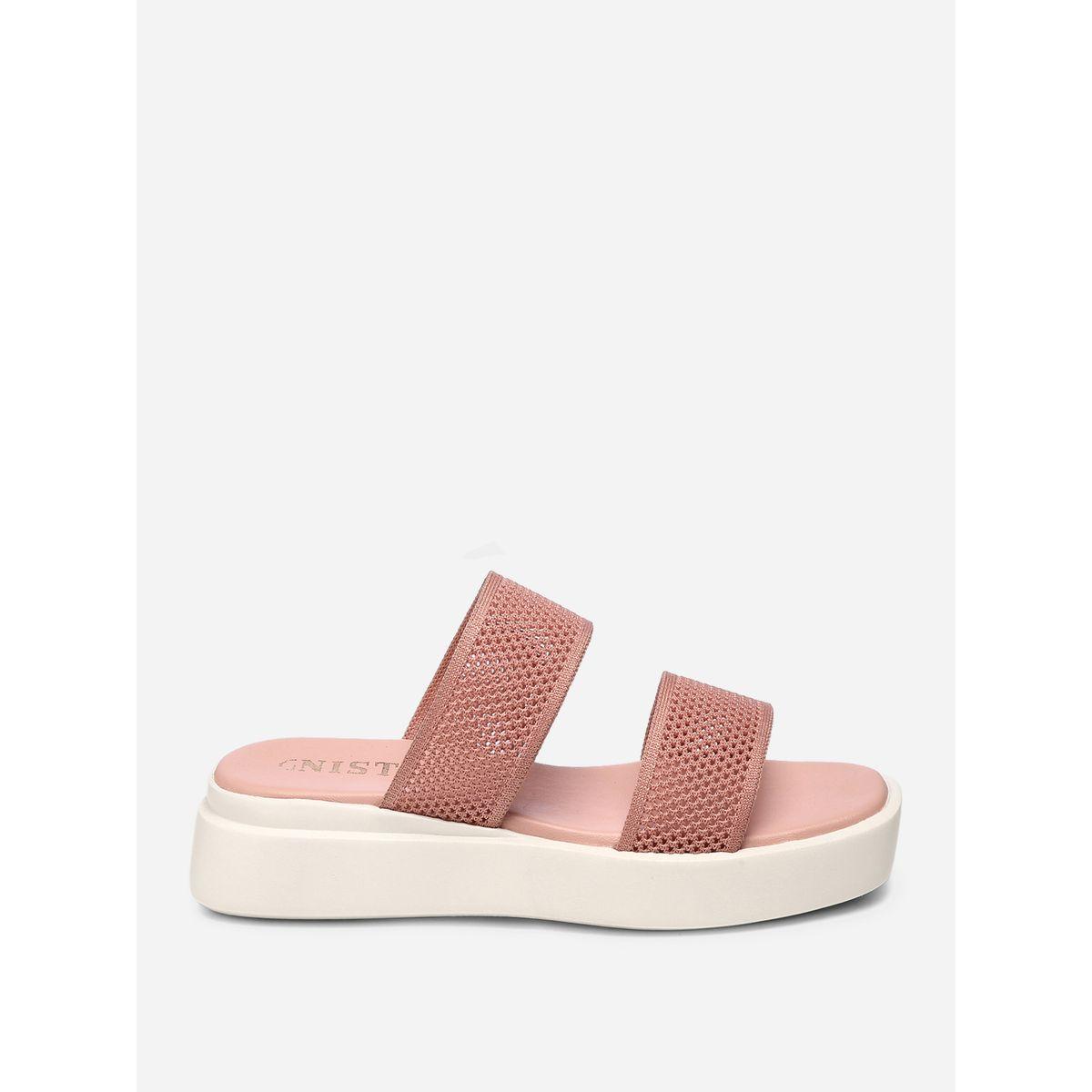 GNIST X Styli  Textured Double Strap Flatform Sandals-women-shoes-sandals-flats-image-5