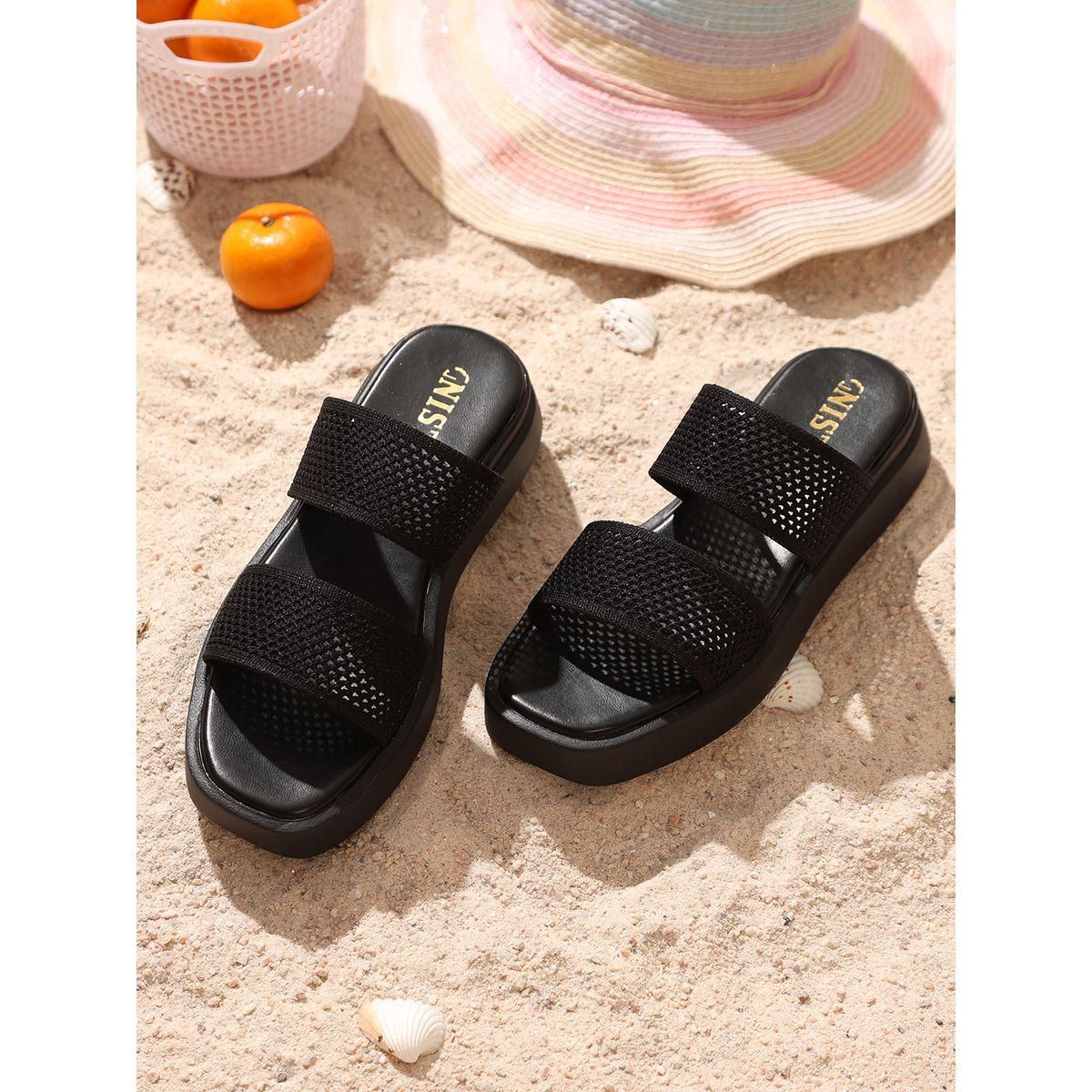 صندل فلاتفورم بسيور مزدوجة جنِست × ستايلي-women-shoes-sandals-flats-image-1
