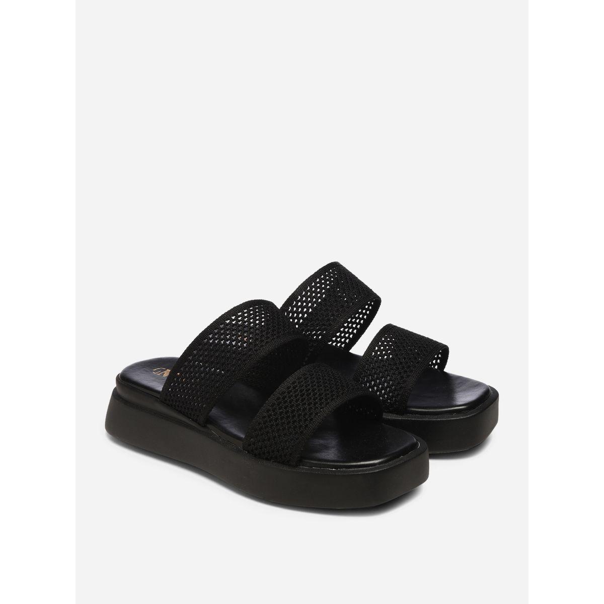 GNIST X Styli  Textured Double Strap Flatform Sandals-women-shoes-sandals-flats-image-2