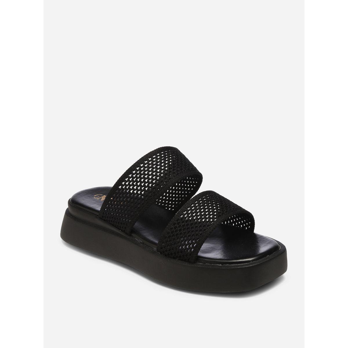GNIST X Styli  Textured Double Strap Flatform Sandals-women-shoes-sandals-flats-image-3