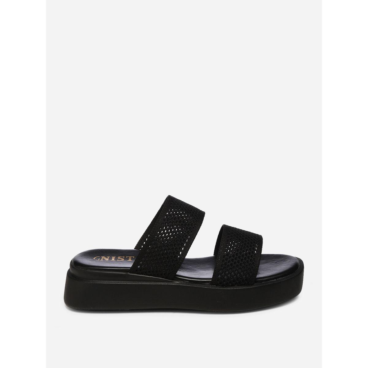 GNIST X Styli  Textured Double Strap Flatform Sandals-women-shoes-sandals-flats-image-5