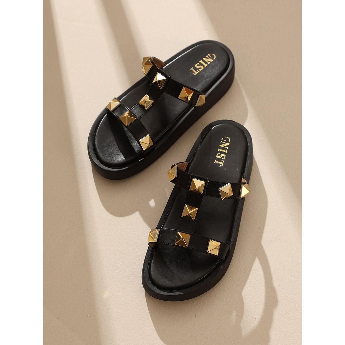 صندل فلاتفورم بسير مرصع جنِست × ستايلي-women-shoes-sandals-flats-image-1