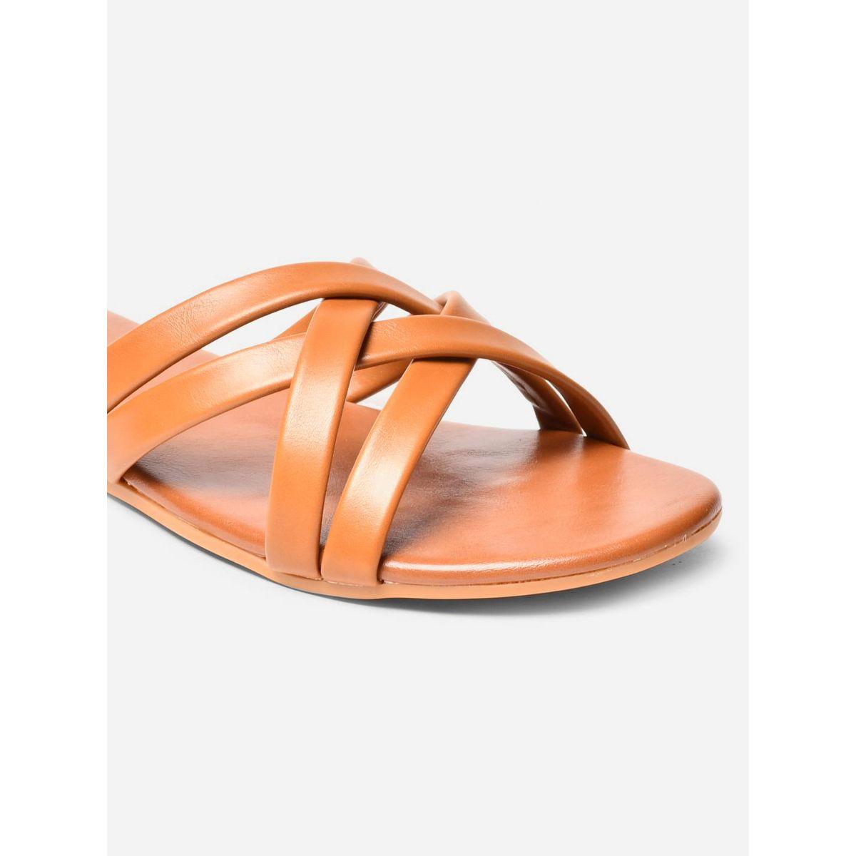 صندل فلات بمقدمة مفتوحة وسيور كروس-women-shoes-sandals-flats-image-3
