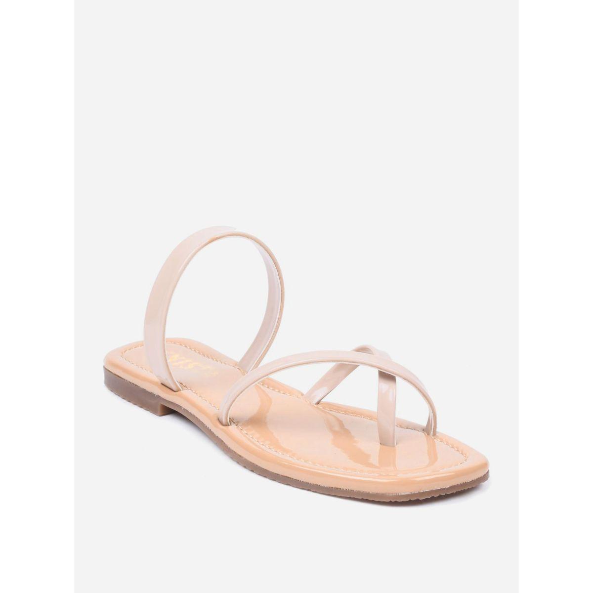 GNIST Plain Cross Toe Strappy Flat Sandals-women-shoes-sandals-flats-image-1