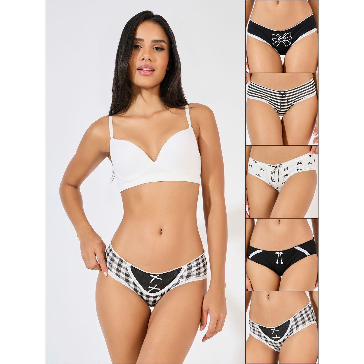 Styli Pack of 5 - Cotton Bow Print Bikini Brief-women-clothing-lingerie-panties-image-1
