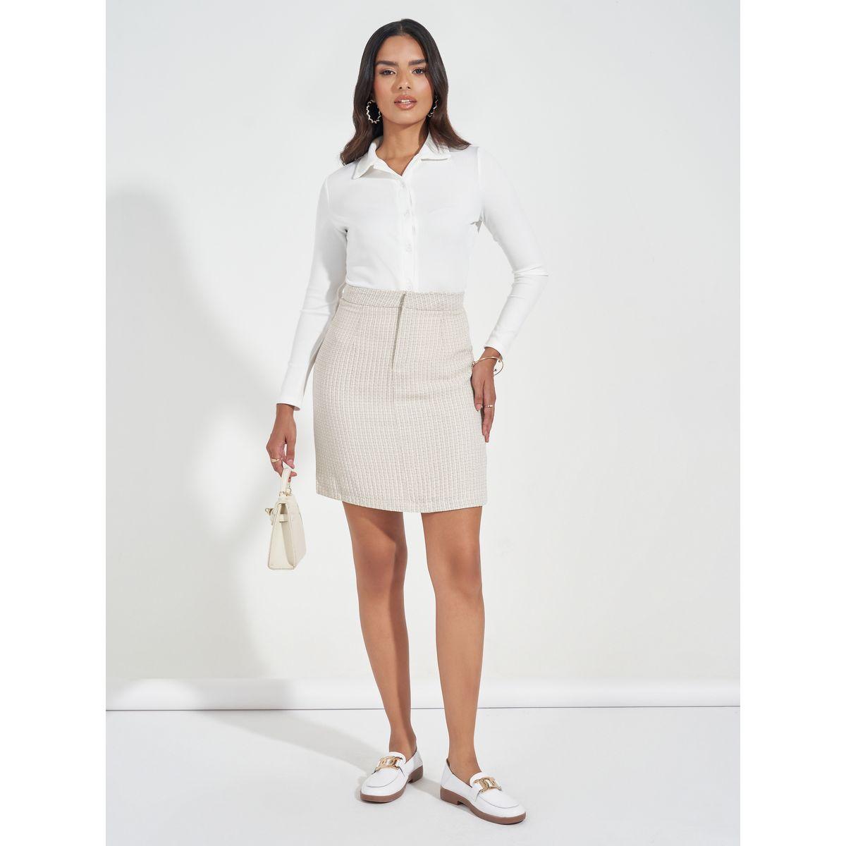 Styli Tweed Mini Skirt with Zip Closure-women-clothing-bottoms-skirts-image-1