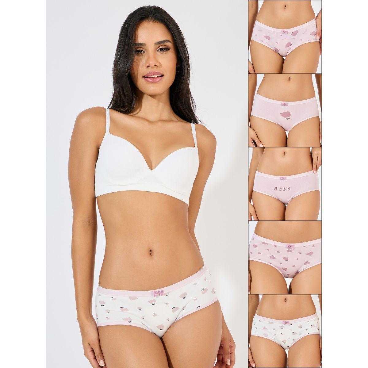 مجموعة من 5 سراويل داخلية بطبعات زهور-women-clothing-lingerie-panties-image-1