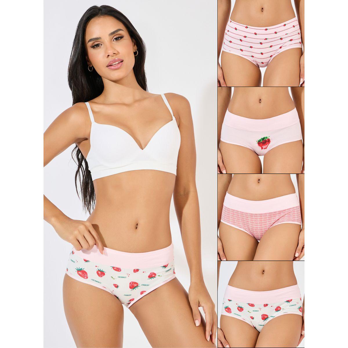 Styli Pack of 4 - Strawberry Print Short Briefs-women-clothing-lingerie-panties-image-1