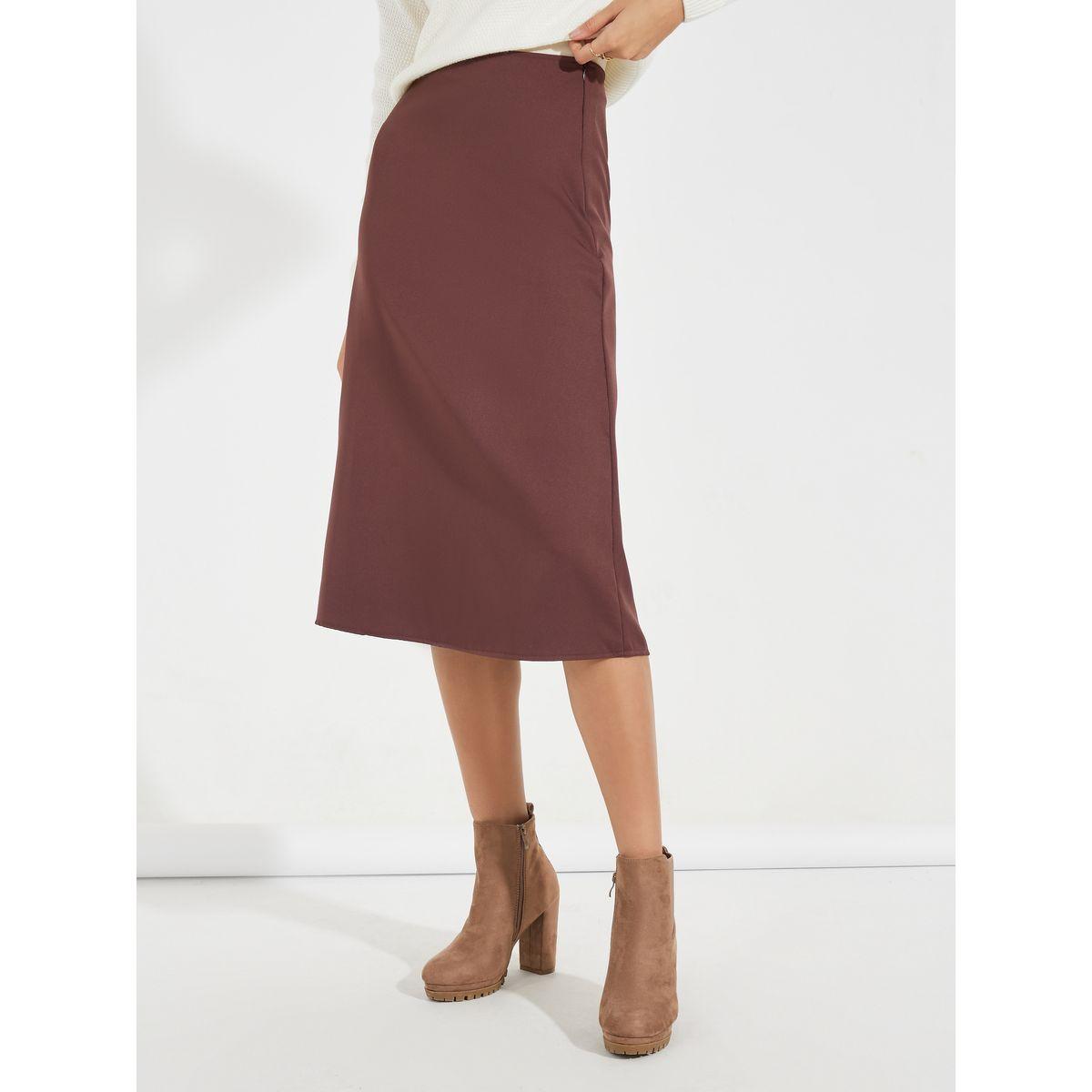 Styli Solid Straight Fit Midi Skirt with Concealed Zip-women-clothing-bottoms-skirts-image-2