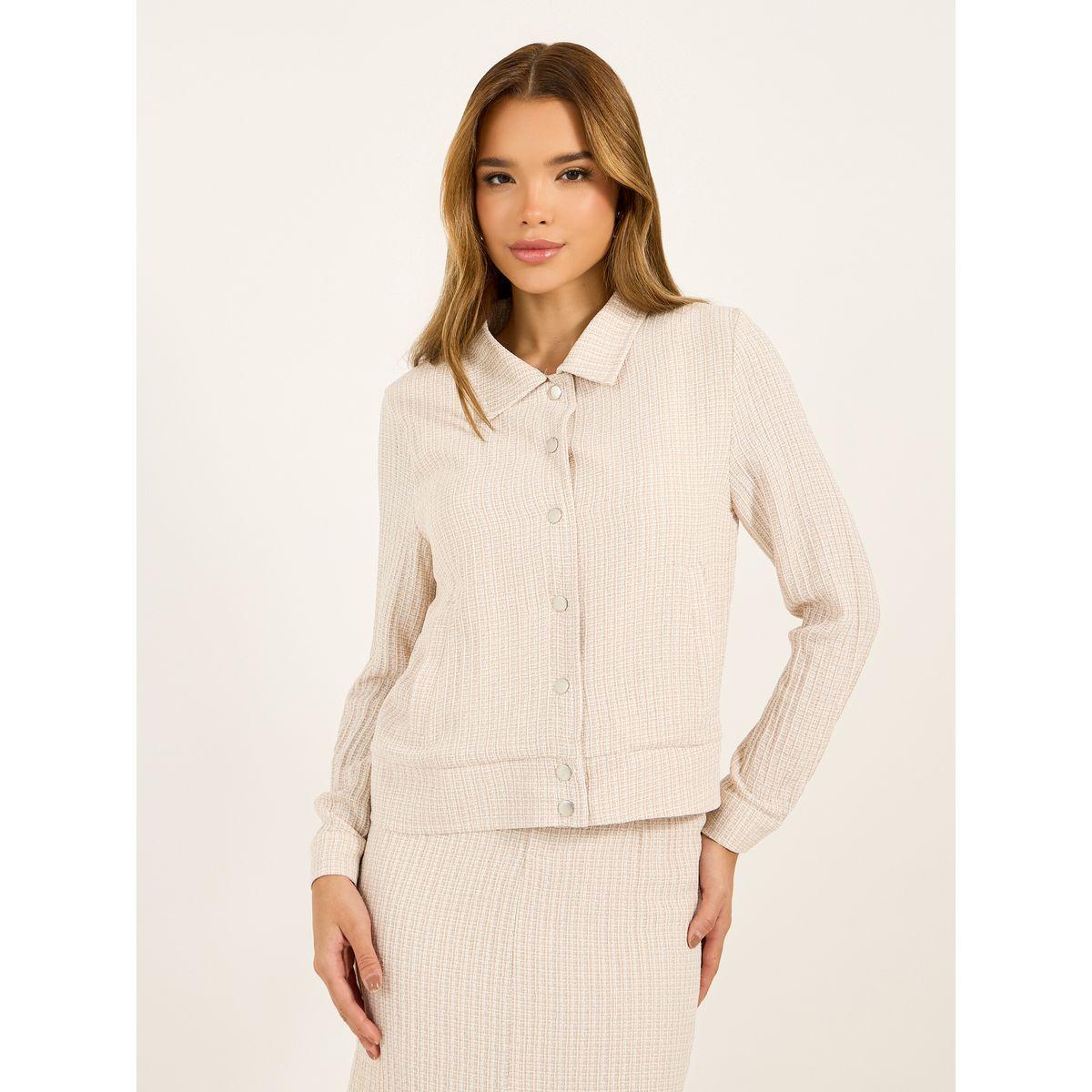 Styli Tweed Collared Jacket with Buttons-women-winterwear-coatsandjackets-jackets-image-1