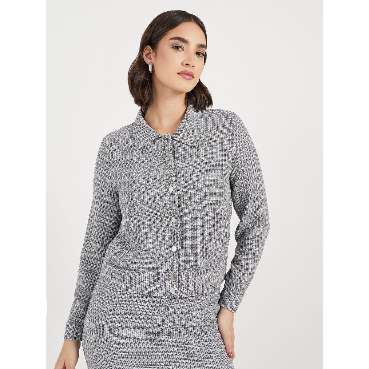 جاكيت تويد بياقة وأزرار غلق-women-winterwear-coatsandjackets-jackets-image-4