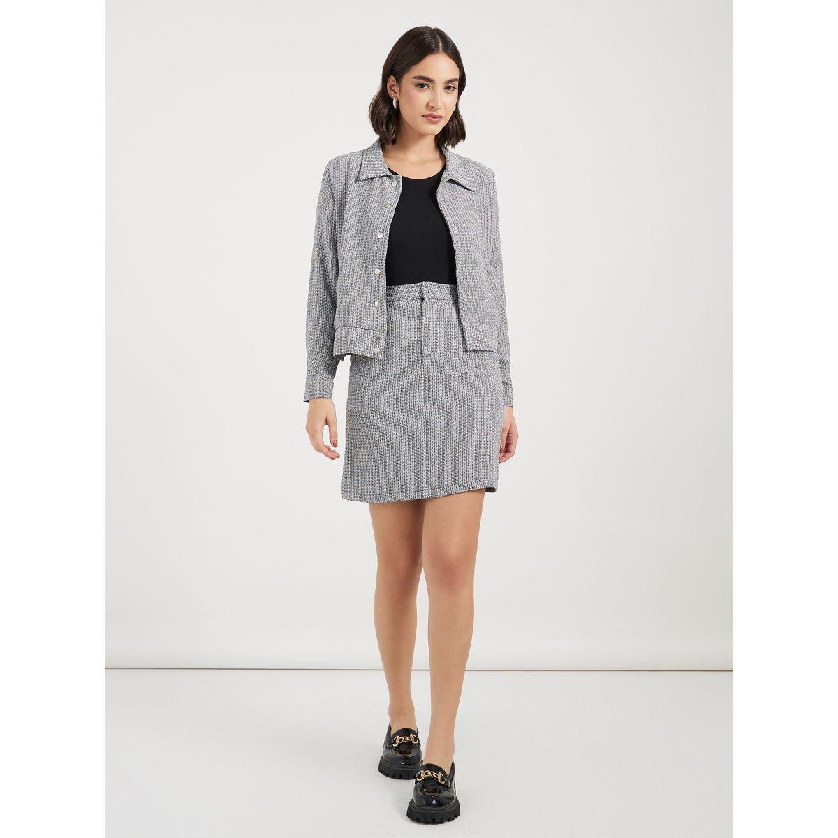 Styli Tweed Collared Jacket with Buttons-women-winterwear-coatsandjackets-jackets-image-2