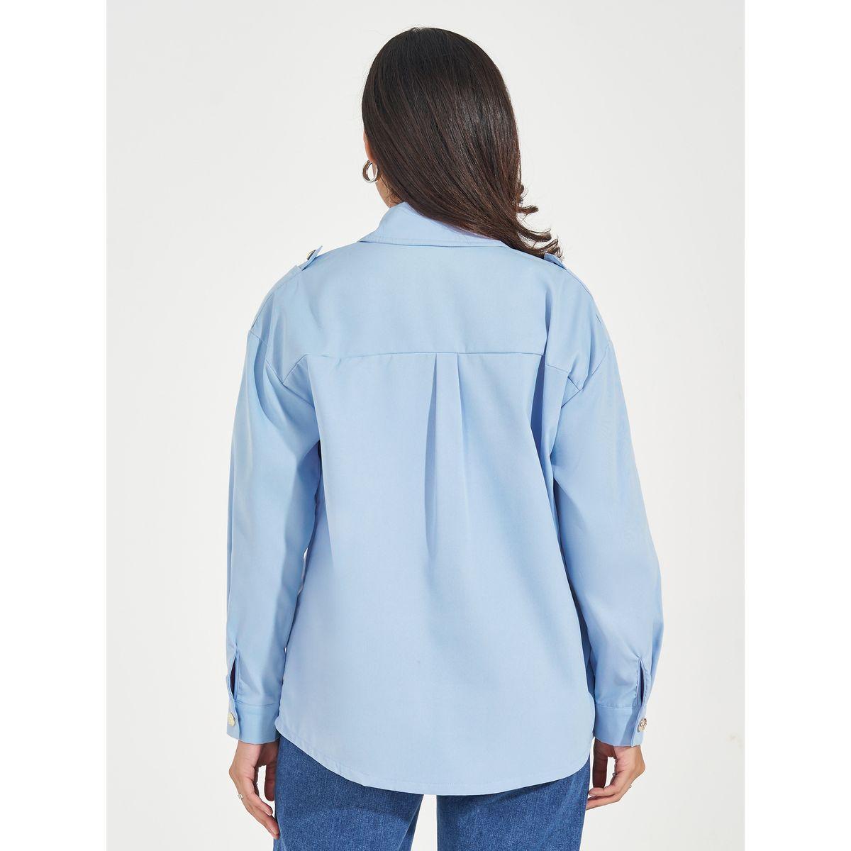 بلوزة فضفاضة بنسيج تويل مع جيوب بطية إغلاق-women-clothing-shirtsandblouses-shirts-image-5
